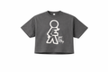 Smoked Grey Oversized crop LOVE LOGO T- Shirt